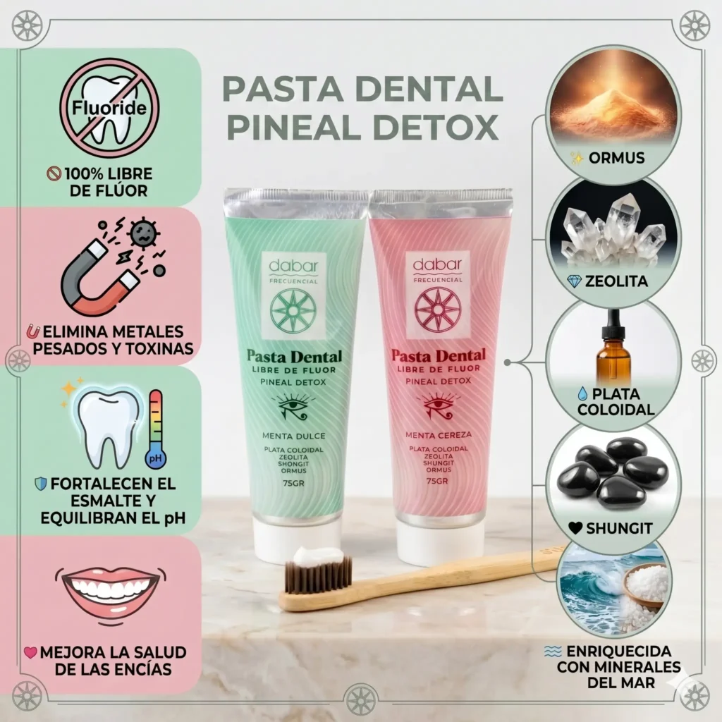 Infografía de pasta dental sin flúor limpia la glándula pineal