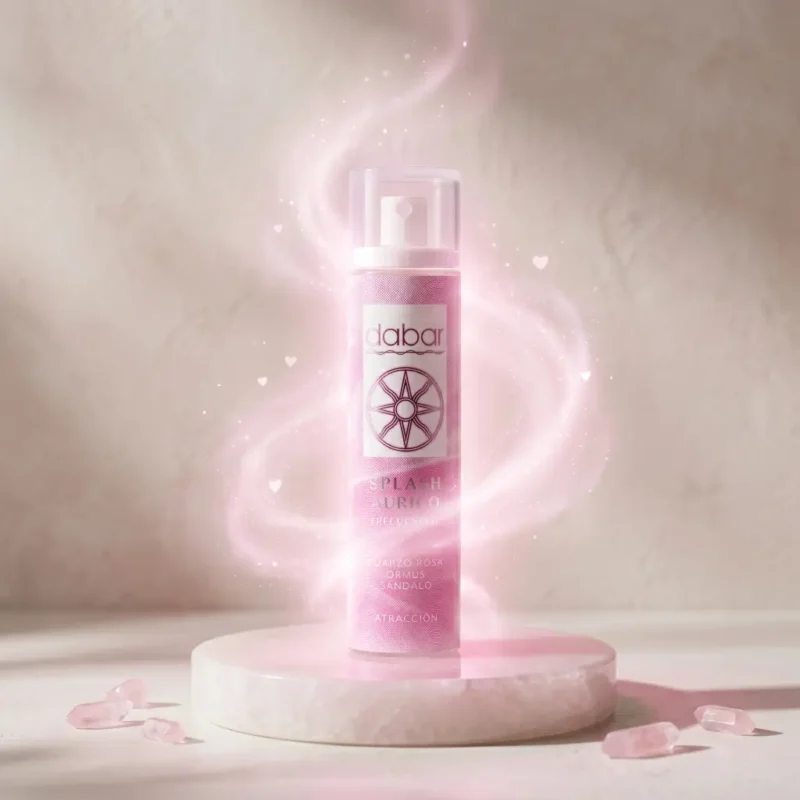 Un splash áurico para la atracción y el amor con cuarzo rosa ormus y sándalo de 100ml