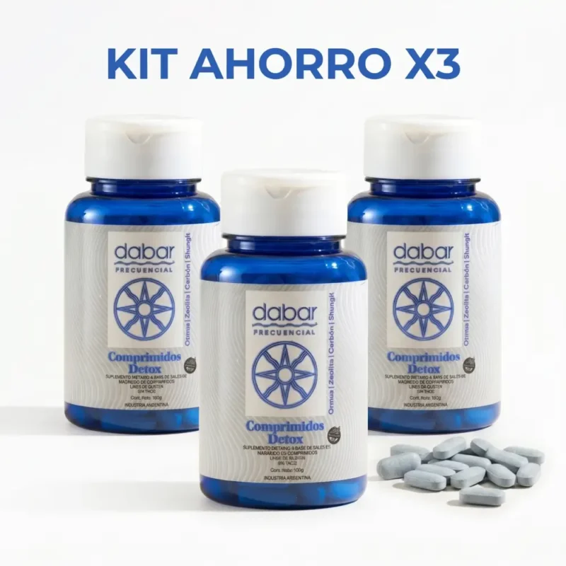 Tres frascos de comprimidos detox